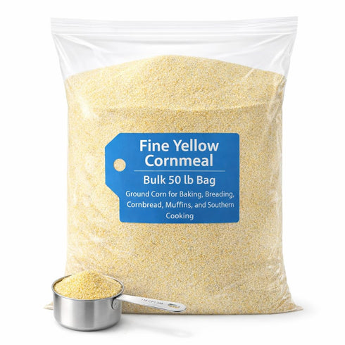 Triplenet Pricing Fine Yellow Cornmeal Bulk 50 LB for Baking, Breading, Cornbread, Muffins, and