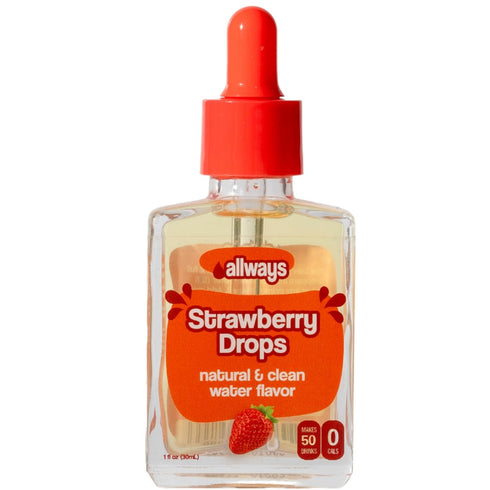 Allways Drops Natural Strawberry Water Enhancer | Sugar-Free, Zero Calories, Monk Fruit