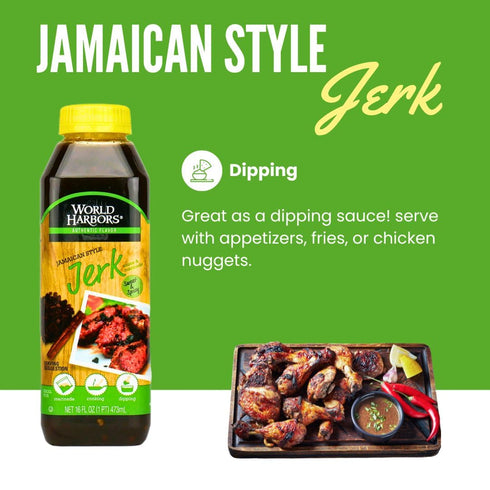 16 oz (Pack 2) World Harbors Jamaican Jerk Sauce Sweet & Spicy Marinade for Jamaican Jerky Seasoning Chicken, Sirloin