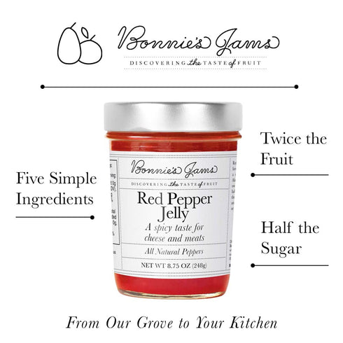 17.5 oz, (2-Pack) Bonnie's Jams Red Pepper Jam, Zesty and Delicious, Perfect Pairing for Creamy or Sharp Cheese