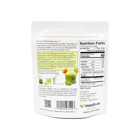 240g 3 Pack 27142 3pk MAEDA-EN Matcha Booster Sweetened Green Tea Powder Japanese Origin Resealable Pouch for Latte