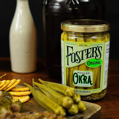 32oz, 2 Pack, 40 Foster's Pickled Okra in Jar, Original, Traditional Pickled Vegetables Recipe for over years, Low