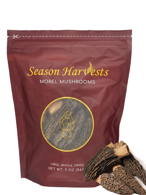Season Harvests Dried Morel Mushrooms 2oz, Premium Gourmet Morels Fresh Flavor Morel Mushroom for