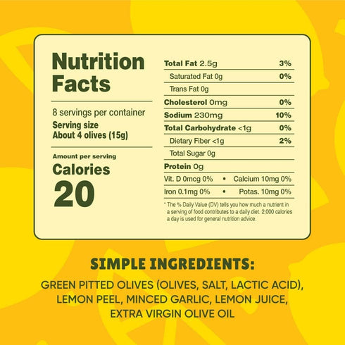 4 Freestyle Snacks, Olives Green Lemon Garlic, Ounce