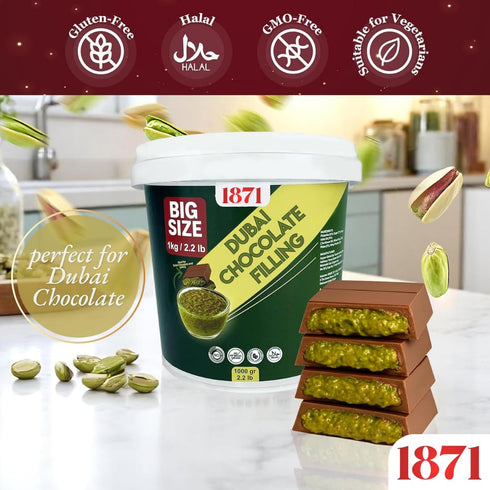 2.2 Lb 1 (2.2 lb 1 Dubai Chocolate Filling / Kg Pistachio Cream with Crispy Kadayif | Middle Eastern Gourmet Dessert