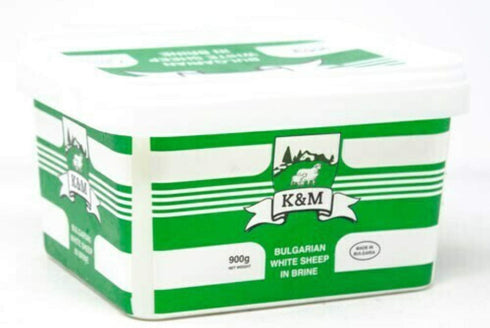 K&M Bulgarian Feta Cheese, White Brined Sheep's Milk Cheese (sirene) 900gr Plastic