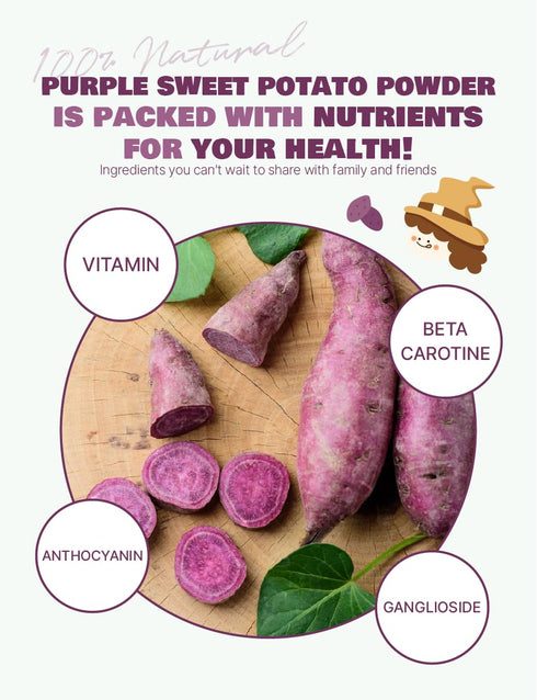 100% 10.58 oz (300 Nice Witchs Korean Purple Sweet Potato Powder, Natural, Fine Powder for Ube-Style Lattes, Smoothies