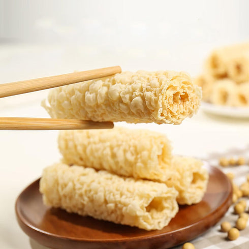 SPFLAUFR 4.23oz, 120g (10 Bean curd roll Piel de tofu seca,Rollos de piel de tofu crujiente, Tofu skin, Bean skin Roll