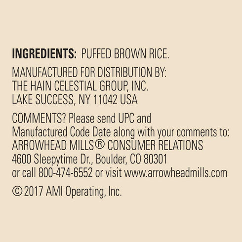 6 (Pack 12) Arrowhead Mills Puffed Rice Cereal, Ounce Bag