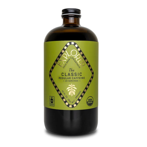 Explorer Cold Brew Organic Liquid Coffee Concentrate, Classic Regular Caffeine, Drink Iced