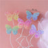 Newmemo 12pcs Gradient Sequins Butterfly Cake Toppers - Rose Gold Confetti Balloon Cake Supplies for Birthday Wedding
