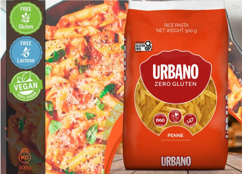 URBANO 17.6 oz (500g) Pack 1 Gluten Free Penne Pasta Gluten-Free Noodle Light, Healthy, and Easy to Digest Wheat-Free