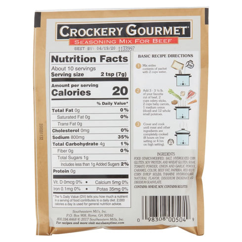 Crockery Gourmet 2.5-Ounce Packets (Pack 6) Seasoning Mix for Beef