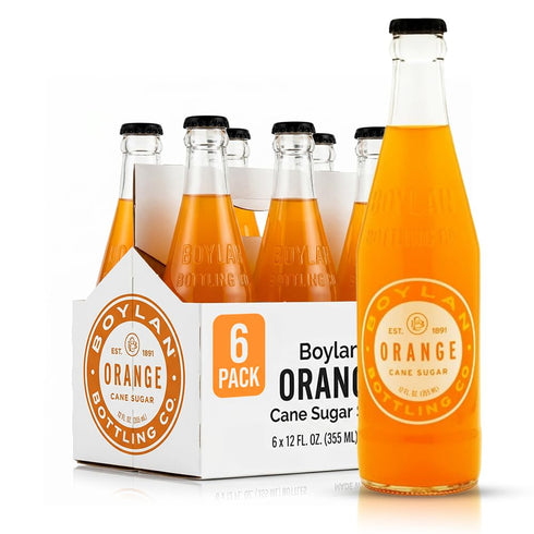 Boylan Bottling Pure Cane Sugar Soda Pop, Orange, 12 oz Glass Bottles