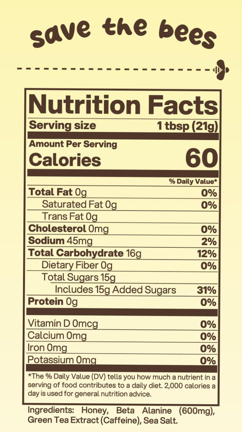 4 Ingredients,16 oz (32 Buzzed Honey - Raw Unfiltered Honey with Natural Green Tea Caffeine, Caffeinated Honey