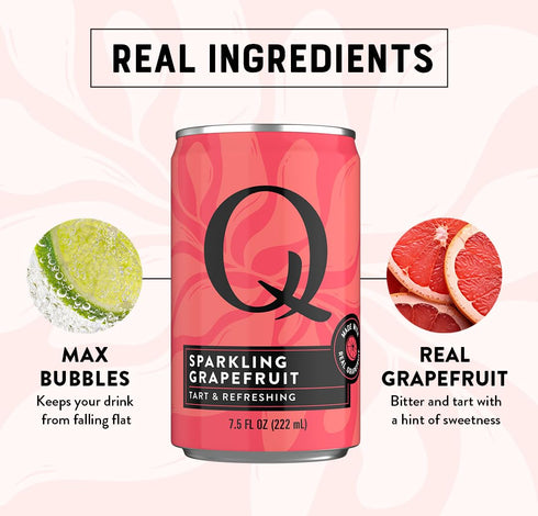 100 7.5 oz (Pack 24) Q SPARKLING GRAPEFRUIT with Real Grapefruits, Ideal for Cocktails & Mocktails- Made with Real