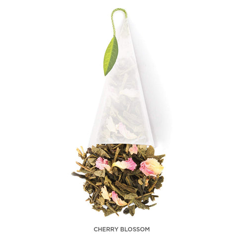 Tea Forte Cherry Blossom Organic Green Tea, Petite Presentation Box Tea Gift Set Sampler with 10 Pyramid Infusers