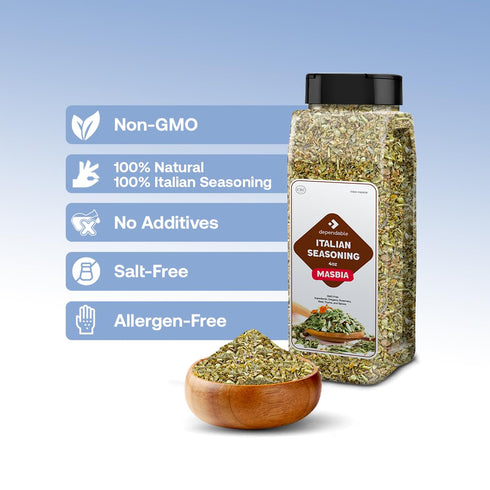 4 oz. Dependable Food Italian Seasoning - Resealable Pouch - Non-GMO, Natural, No Additives, No Salt, Allergen-Free