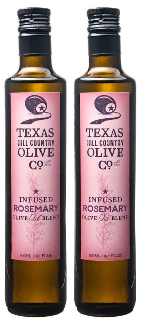 Country (16.9 oz, 2 Pack) Texas Hill Olive Co Rosemary Infused Olive Oil - Cold Pressed Gourmet EVOO Olive Oil - Great
