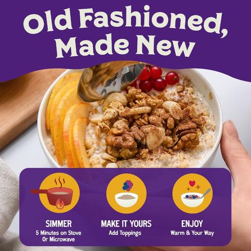 15 Oz (10 Easy Morning Rolled Oatmeal Mix, Organic Ingredients, Naturally Gluten-Free, No Sugar Added, Old Fashioned