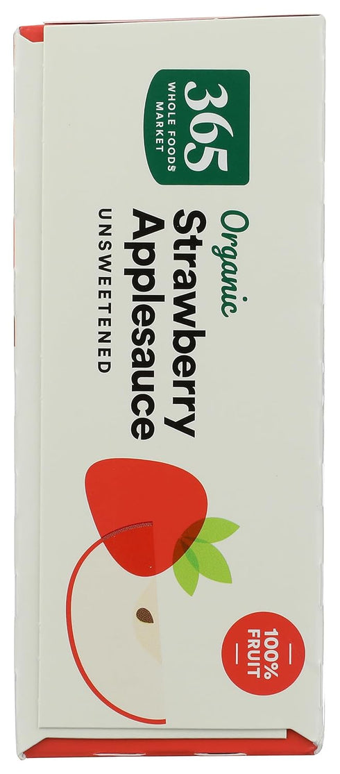 365 3.2 (Pack 4) by Whole Foods Market, Organic Strawberry Applesauce Pouches, Unsweetened, Ounce