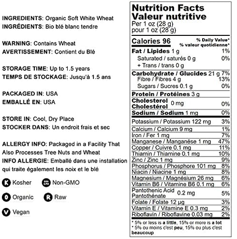 12 Food to Live Organic Whole Wheat Pastry Flour, Ounces - Non-GMO, Finely Ground, Unbleached, Unbromated, Vegan