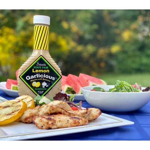 Salamida 16 oz (2-Pack) New York State Fair Lemon Garlicious Marinade, | All-Natural, Gluten-Free, Citrus & Garlic