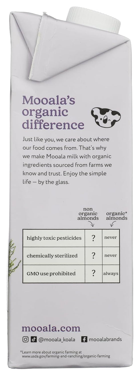 (6 Pack) Mooala Brands Plant Based Beverage, Unsweetened Vanilla Almondmilk | Organic Plant Based Beverage | Dairy