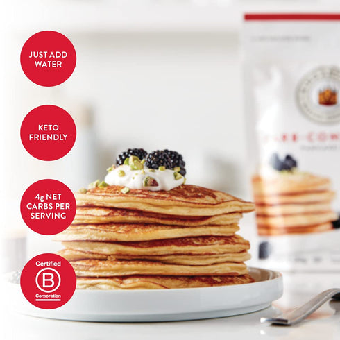 12 Oz, Packaging (Pack 6) King Arthur, Keto Wheat Pancake Mix, Sourced Non-GMO, Certified Kosher, Keto Friendly, May