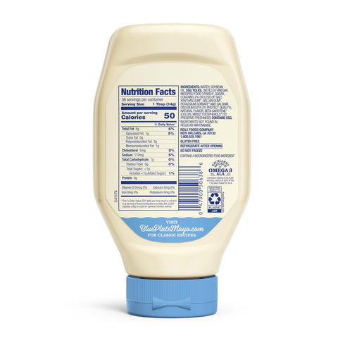18 Oz (Pack 6) Blue Plate Light Mayonnaise, Fl Squeeze Bottle