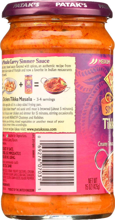 Patak's Tikka Masala Cooking Sauce - Authentic Flavor