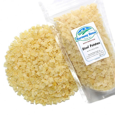 2.25 Harmony House Foods Dehydrated Diced Potatoes - Dried Potato Pieces, For Hash Browns, Stews, Soups, Home Fries