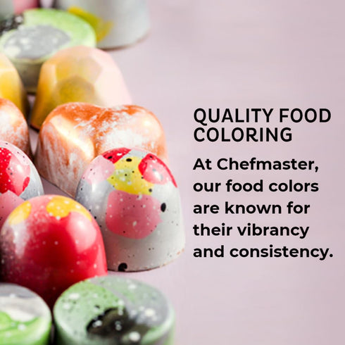 12 Set 0.64 oz Chefmaster Bottle of Candy Colors, True-Tone Shades, Oil-Based, Professional-Grade Dye, Chocolate