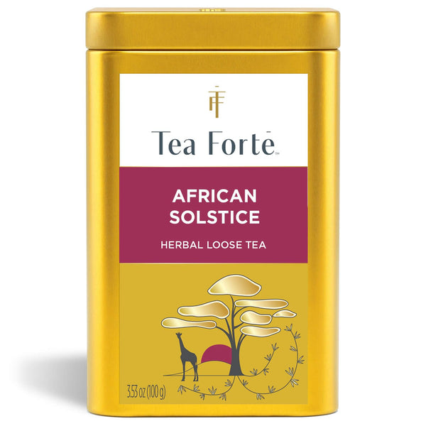 Tea Forte African Solstice Premium Loose Leaf Caffeine-Free Herbal Tea Blend Canister,