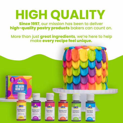 6 Set 1.41 oz (40 ENCO Neon Food Coloring Gel each g)