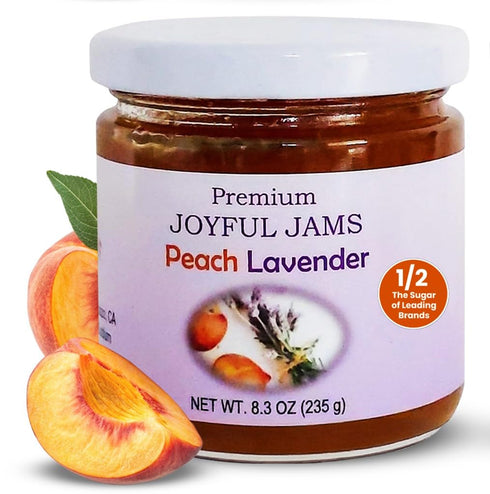 3 Gourmet Premium Peach Lavender Jam (Gift Box of Jars), More Fruit Less Sugar, Amazing Flavor, Spreadable