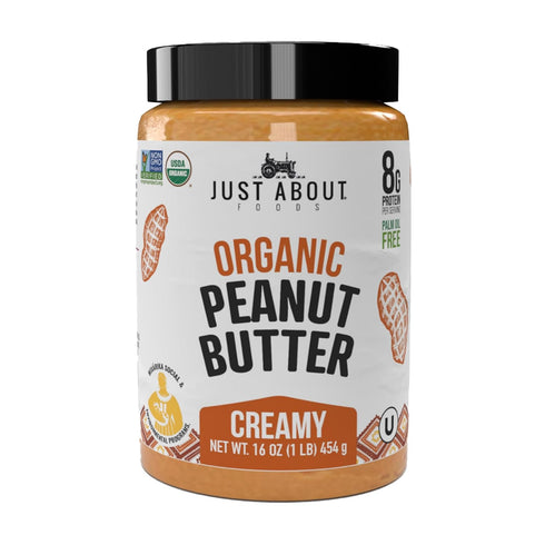 Just About Foods Organic & Keto Peanut Butter Creamy 1 lb Gluten-Free,