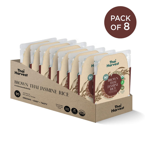 100% 7 (Pack 8) 90 THAI HARVEST USDA Organic Brown Jasmine Rice Ounce of Microwaveable Seconds Ready to Eat Instant