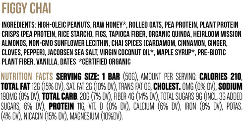 1.76 12 Pack Big Spoon Roasters Figgy Chai Nut Butter Bars - Low Carb, High Protein Bars w/Pea Protein - Vegan Energy