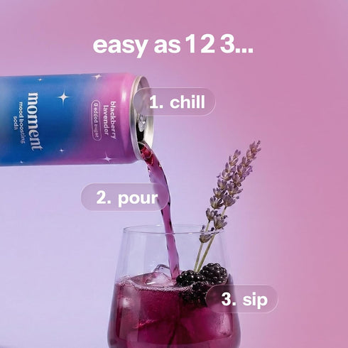 0 0 12 Pack 11.5 oz Moment Botanical Soda (Shark Tank) - Calm, Clarity & Relaxation with L-Theanine & Ashwagandha - Non