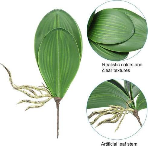 DPWOUM 1 8 InchOrchid piece Green Faux Orchid Leaves Leaves Leaves Real Touch Phalaenopsis Stems Faux Cymbidium Flower