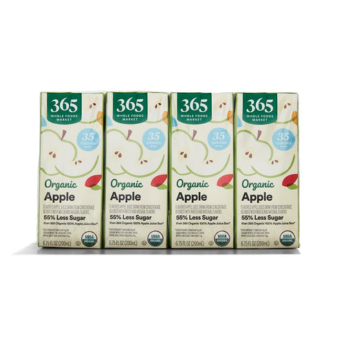 365 by Whole Foods Market, Organic Reduced-Sugar Apple Juice Boxes, 6.75 Fl