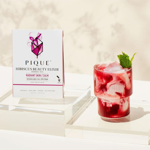Pique Organic Hibiscus Tea Crystals, Caffeine-Free Herbal Tea, 14 Single Serve Sticks
