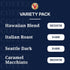 Pack 96 Count, Victor Allen's Coffee Variety (Hawaiian Blend, Italian Roast, Seattle Dark, Caramel Macchiato), Single