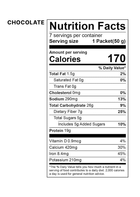 Chocolate(50g*7 Packs) 7-Day Packs (12.35 oz) Korean Food All-In-One Multi Shake Dietary Fiber, Essential Amino Acids