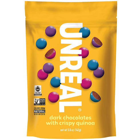 Unreal Candy Coated Chocolate Crispy Quinoa Gems, 5 Ounce Bag