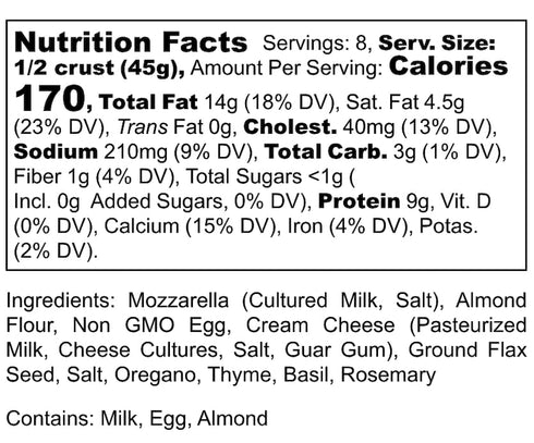 Fattyhead 4-Pk 8" Protein Pizza Crust | Small Baked Almond Flour Flatbread | Keto~Low Carb | Zero Cauliflower | Zero