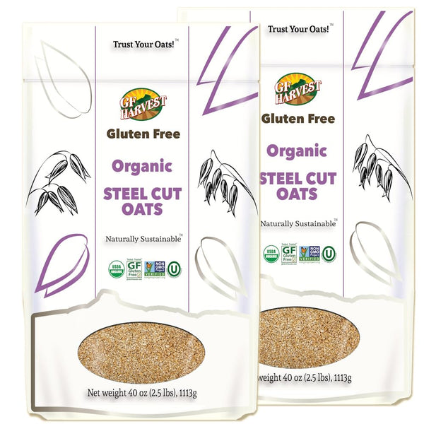 GF Harvest Gluten Free Certified Organic Whole Grain Steel Cut Oats, 2.5
