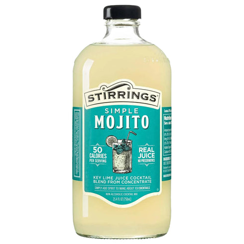 Stirrings Mojito Cocktail Mix 750ml Bottle - Real Juice, No Preservatives, 90 Calories