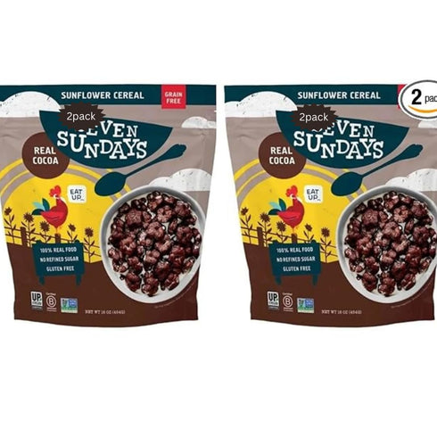 Generic 16 oz (Pack 2) Seven Sundays Sunflower Cereal, Real Cocoa Flavor, Grain Free & Gluten Free Breakfast Cereal